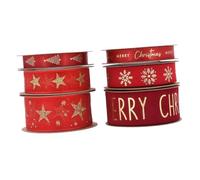 SEWACC 6rouleaux Ruban De Noël Rouge Pailleté Pour De Cadeaux Ruban Décoratif Pour Sapin De Noël Diy Et Décoration Festives