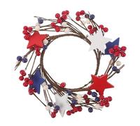SEWACC Anneau Bleu Rouge, D'étoile Bougie de Blanc Patriotique en Bois et Plastique Independence Day et Décoration Murale et Centre de Table