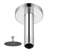 SEWACC Bras de Douche Droit avec Bride, Rallonge de 10 Cm en Acier Inoxydable pour Pommeau de Douche Effet Pluie, Fixation Au Plafond, pour Salles de Bains de Maisons Et D'hôtels, Filetage Extérieur