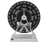 SEWACC Calendrier de Bureau Perpétuel en Métal Rotatif, Décor Vintage | Disque Manuel Réutilisable, Forme Noire, Style Intemporel, Idée Présent Nouvel An et Anniversaire