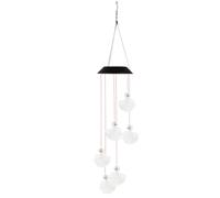 SEWACC Cloche Solaire à Vent, Carillon Lumineux à Vent Fantôme LED, Acrylique Blanc, Éclairage Continu 6-12 H, Ip65, pour Balcon et Porche, Décoration Halloween