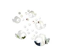SEWACC De Poissons Acrylique Miroir Stickers Muraux 3D Wall Sticker Miroir Rond Acrylique Stickers Muraux Peintures Murales pour Salle De Bains Chambre Salon