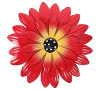 SEWACC Décoration Murale Métal Tournesol 3d pour Jardin et Intérieur, à Suspendre Murale Fleur en Fer Forgé Rouge, Décor Artistique Extérieur Patio Salon, Élément Décoratif Solide