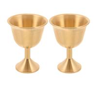 SEWACC Gobelets en Laiton Vintage 2 Pièces, Calices à Pied Classiques pour Célébrations et Banquets, Tasses en Métal avec Isolation Thermique pour Fêtes et Réceptions