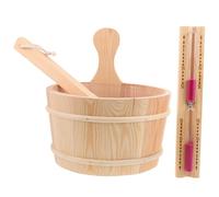 SEWACC Kit D'accessoires de Sauna en Bois 4l avec Louche Ergonomique et Sablier, Seau Facile à Transporter pour Usage Extérieur