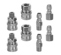SEWACC Kit de Raccords Rapides en Acier Inoxydable 8pcs, Filetage Mâle et Femelle 1/4 et 3/8 Npt, Haute Efficacité pour Nettoyeur Haute Pression et Équipements Professionnels