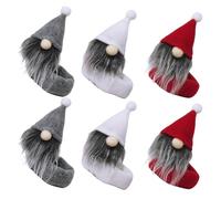 SEWACC Lot de 6 Set de Housses Décoratives en Tissu pour Bouteilles de Vin et Verres Décorations de Table Festives de Gnomes Couvre-Bouteilles Doux et Ajustables Accessoire Noël pour