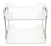 SEWACC Organisateur de Maquillage de Comptoir Salle de Bain, Double Niveau | PET et Acier Inoxydable, Rangement et Tri des Objets, pour Chambre, la Cuisine, Structure Simple