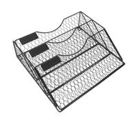 SEWACC Organiseur de Documents Mural 3 Niveaux en Métal Noir, Trieur | Maille Métallique, Fixation Murale Stable, pour Maison et Entrée, Rangement Papier et Courrier, Style Moderne