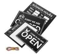 SEWACC Panneau ouvert fermé pour commerces et cafés, ardoise effaçable avec corde suspendue, panneau d'affichage noir en plastique pour entrée de magasin