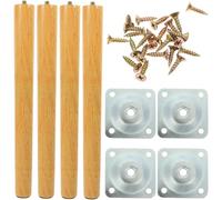SEWACC Pieds de Meuble en Bois pour Chaise et Commode, Solides et Élégants | Bois et Acier Inoxydable, Montage Facile, Capacité de Charge, Pièces Complètes pour Installation