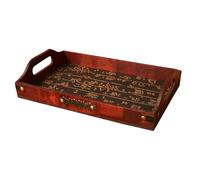 SEWACC Plateau Rectangulaire Style Rétro Chinois Plateau de Service Multifonction Pratique en Bois Marron pour Présentation de Thé et Rangement Maison