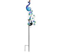 SEWACC Pluviomètre Lumineux Solaire en Fer Design Paon, Lampe de Jardin Étanche pour Cour Extérieur, Recharge Solaire et Décoration Artistique Simple