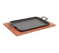 SEWACC Poêle à Griller en Fer Épais Poignées Doubles, Design Compact et Conductivité Thermique, pour Barbecue et Cuisson Extérieure