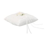 SEWACC Porte-Coussin D'anneaux Blanc en Dentelle Vintage Rembourrage Coton PP, Design Floral Élégant, Coussin de Mariage Portable pour Cérémonie et Photographie