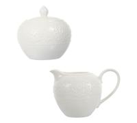 SEWACC Pot à Lait Facile à Nettoyer 2 Pièces et Sucrier Ensemble en Céramique Blanche, Design Élégant, Multifonctionnel Cuisine