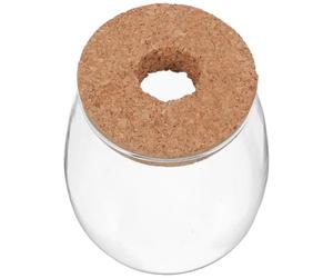 SEWACC Vase de Propagation Hydroponique en Verre Résistant la Chaleur avec Bouchon en Liège Bois et Plateau Bambou, Purifie L'air et Conserve l'eau, pour Orchidées Bureau