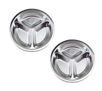 SEWOART 2pièces Assiette Compartimentée Acier Inox Plate à Fruits et Snacks Résistante Facile à Nettoyer pour Restaurant et Usage Quotidien