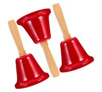 SEWOART 3 Pièces Clochette à Main en Métal et Bois, Sonnette D'alarme Rouge, Légère et Portable, Son Clair et Fort, pour Enseignants et Majordomes, Hôtels et Mariages