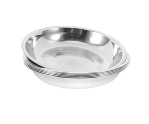 SEWOART 6 Pièces Plateau de Service Rond en Acier Inoxydable Pratique et Facile à Utiliser, Assiette pour Barbecue et Food Party, Design Simple et Unique Argenté
