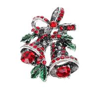 SEWOART Broche Cloche de Noël en Alliage Décoration en Cristaux, Épingle Solide Argentée, Accessoire Vintage Élégant pour Fêtes et Défilés de Mode