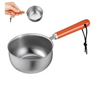 SEWOART Casserole en acier inoxydable 200 ml à bec verseur double, manche en bois épais, pot multifonction pour faire fondre fromage, chauffer lait, cuisson au four, boutiques de gâteaux