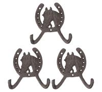 SEWOART Crochets Muraux en Fer de Fer à Cheval Doubles Crochets Décoratifs Lot de 3 Pièces sans Bavure pour Suspendre Vêtements au Bureau ou Salon