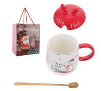SEWOART Ensemble de Tasses Boîte Présent de Noël en Céramique Couvercle et Cuillère, Design Adorable pour Fêtes de Noël et Présents Festifs
