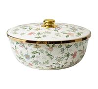 SEWOART Grand Bassin de Mélange en Émail avec Couvercle, Grosse Capacité Bol Mixeur Vintage Élégant Cuisine Maison pour Fruits et Aliments
