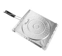 SEWOART Grille Pliable en Acier Inoxydable Argenté avec Poignée, Surface Non Revêtue, Panier à Griller Polyvalent pour Barbecue, pour Camping et Pique-niques