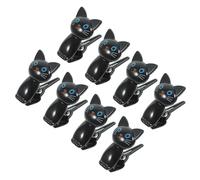 SEWOART Pinces à sac Chat 8 pièces en plastique noir, clips hermétiques réutilisables pour fermer sachet alimentaire, restes et aliments surgelés, cuisine et bureau