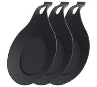 SEWOART Repose-cuillères Résistant et Sûr Lot de 3 Noir en Silicone Design Élégant et Simple, Cuisine Décoration de Table à Manger