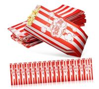 SEWOART Sachets en Papier à Popcorn Rayés et Lettres Imprimées, Lot de 100 Pièces 9x22 Cm, Résistants à L’huile, Paquet Alimentaires Individuels pour Cinéma, Fêtes, Snacks, Collations,