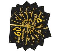 SEWOART Serviettes de Table Jetables pour Fête D’anniversaire 60, 40 Pièces, Papier Épais Absorbant, Décor Noir Motifs Dorés, Serviettes Cocktail Élégantes pour Célébrations