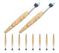 Sewroro 10 Pièces Stylo de Pinceau Bleu, Imitation Bois, Écriture Fluide | ABS et Métal, Usage Bureau et Étude, Format Portable, pour Professionnels et Artistes