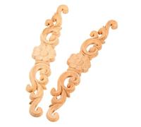 Sewroro 2 Pièces Appliques de Meubles, Décorations en Bois Sculpté Non Peintes, Beige, en Bois, pour Porte, Armoire et Meuble, Décoration Murale et Tête de Lit