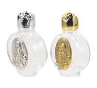 Sewroro 2 Pièces Bouteille d'eau Bénite en Verre Portable Relief Délicat, Récipient Élégant pour Voyage et Usage Extérieur, Petit Bénitier Décoratif