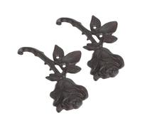 Sewroro 2 Pièces Crochet Mural Rose en Fonte, Style Rétro | Décor Rustique Noir, Usage Maison et Salon, Finition Antique, Installation Rapide, Look Ferme Classique