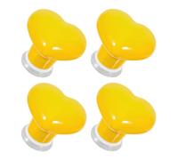 Sewroro 4 Pièces Assistant Bouton-poussoir de Cœur pour Toilettes, Aide pour Appuyer Bouton de Chasse D'eau, Matériau Céramique et Cuivre, Usage Polyvalent Jaune