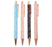 Sewroro 4 Pièces Stylo à Bille en Métal à Pression, Élégant | Poignée Confortable, Recharge Remplaçable, Surface Lisse, Usage Bureau, Signature Mariage, Carnet