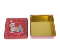 Sewroro Boîte de Noël en Fer Rouge pour Bonbons et Biscuits Carrée | Emballage Présent, Décoration de Noël, Légère et Portable, Format Carré, Usage Bonbons et Biscuits