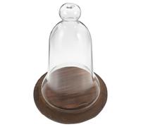 Sewroro Cloche en Verre Transparente avec Base en Bois, Dôme Élégant | Protection Anti-poussière, Support Stable, Clarté Exceptionnelle, pour Plantes, Fleurs Séchées, Décor