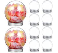 Sewroro Lot de 10 Mini Globes à Neige en Plastique Transparent 150 ML Couvercle en Aluminium Boules à Neige Soi-Même pour Adultes Fournitures de Bricolage Décoration Fête