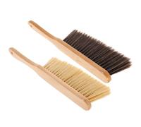 Sewroro Lot de 2 Balais à Main en Bois Poils Gris en Soie Pointue et Poils Beige en Soie Plate, Brosses de Nettoyage Multifonctionnelles pour Lit, Canapé et Voiture, Accessoires
