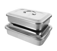 Sewroro Lot de 2 Plateaux à Outils pour Clous en Acier Inoxydable 201 avec Couvercle, Format 9 Pouces, Plateau de Rangement Professionnel pour Matériel Onglerie, Usage Salon et Voyage