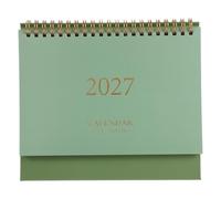 Sewroro Mini Calendrier de Bureau 2027 à Spirale Vert pour Maison et | Format 21,50x19,00x9,50cm, Pages Lisses, Reliure Double Fil, Design Stable