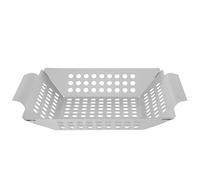 Sewroro Panier de Barbecue Carré en Acier Inoxydable Drainage D'huile et Design Intégré, Accessoire Portable pour Cuisson Extérieure Lors de Grillades BBQ