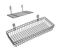 Sewroro Paniers Muraux en Fil de Fer Noir 2 Pièces en Fer pour Rangement | Panneau Mural à Grille, Usage Maison Cuisine, Flexibilité Ajustable, Forte Utilisation de L’espace