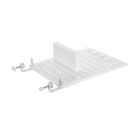 Sewroro Panneau Perforé à Pince en Plastique Blanc avec Crochets et Compartiments Multiples, Étagère de Rangement Multifonction Facile à Nettoyer pour Bureau pour Organisation en Chambre