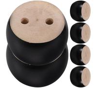 Sewroro Pieds de Meuble Ronds en Bois Massif Noir, Lot de 6, Forte Capacité de Charge, pour Canapé et Bibliothèque, Apparence Élégante